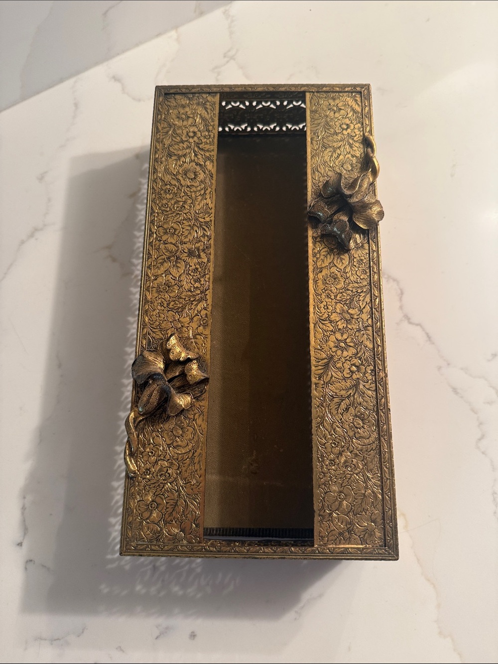 Vintage Brass Hollywood Regency Style Tissue Holder